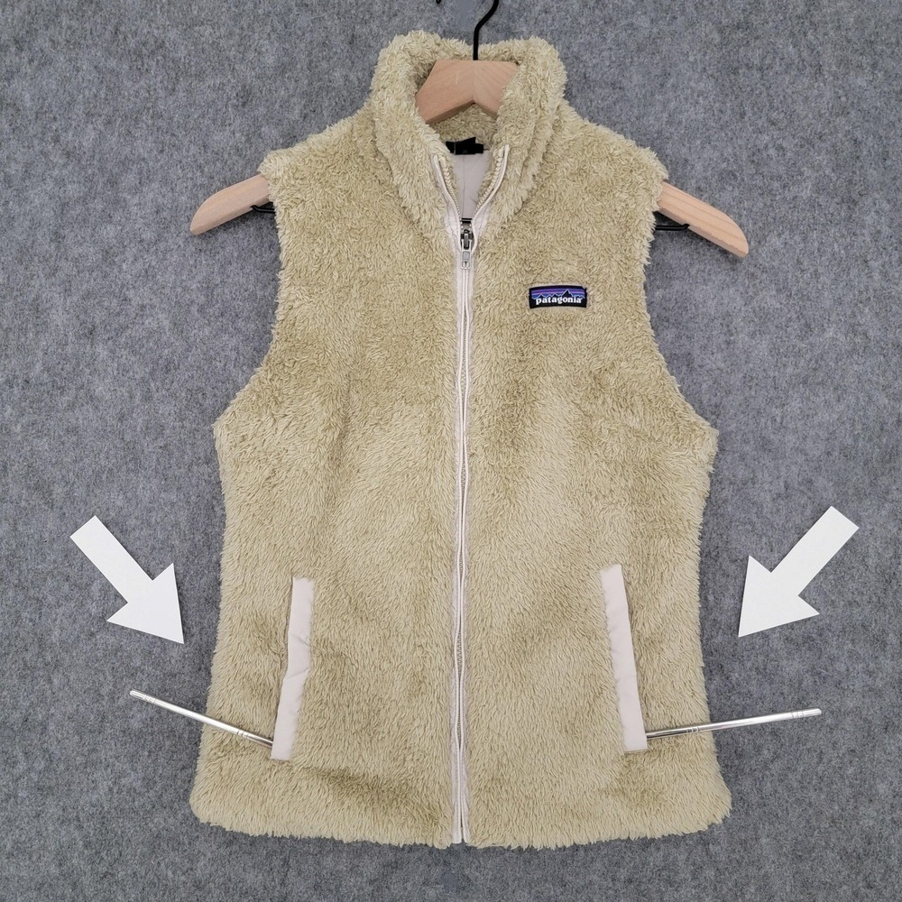 Patagonia Los Gatos Vest Womens XS El Cap Khaki Fuzzy Fleece Full Zip‎ Pockets - Picture 6 of 14